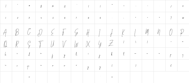 Amillia Signature Regular  glyph index