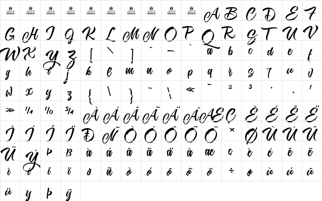 Karmacoma Personal Use Regular  glyph index