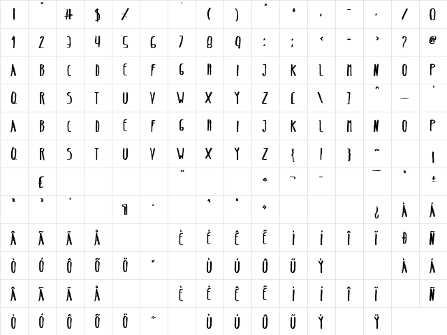 Belta Regular Regular  glyph index
