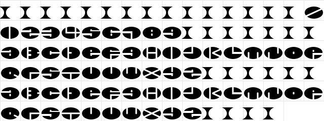 xminus Regular  glyph index