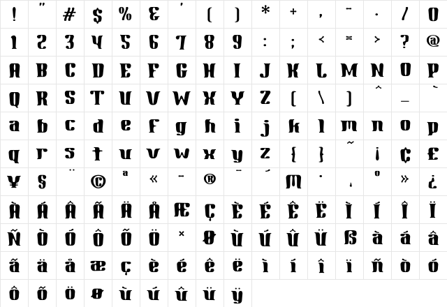 Gnomad-CGauge Regular  glyph index