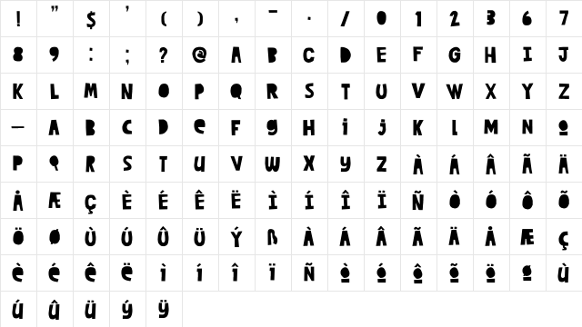 DK Cut Along Regular  glyph index