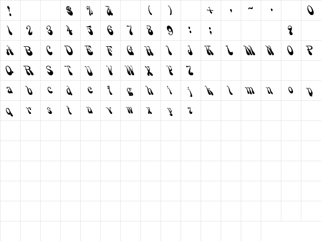 Pigs 7 Regular  glyph index