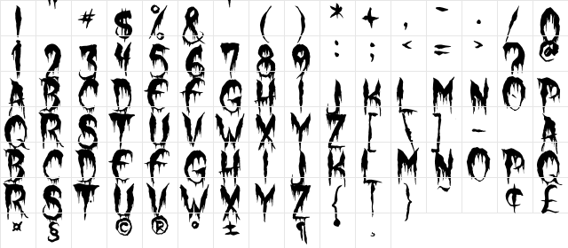 Werewolf Moon Regular  glyph index