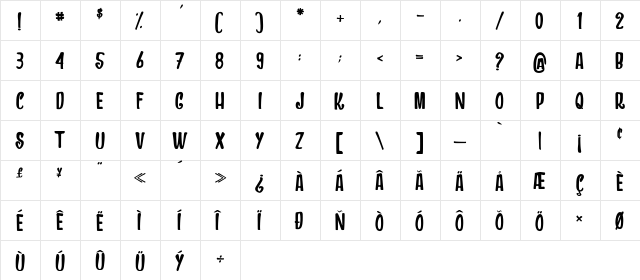 DRAGONS AND CHICKENS Regular  glyph index