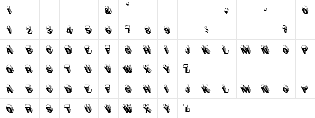 Carved 4 Regular  glyph index