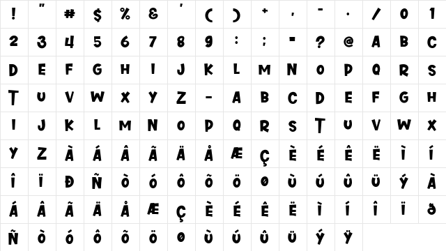 Cupid Deer Regular  glyph index