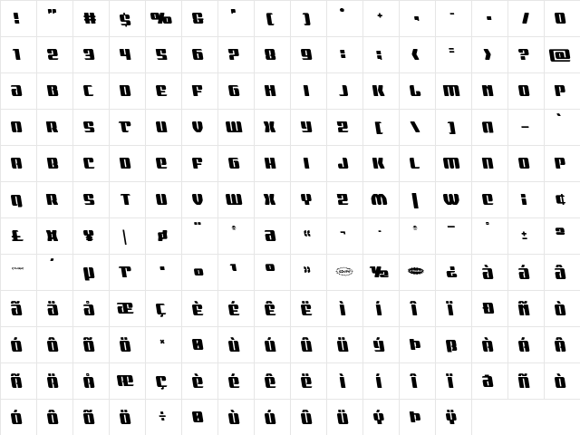 Nicomedia Semi-Leftalic Regular  glyph index