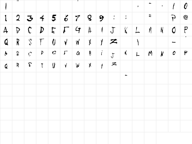 KoRnNet.too.it Regular  glyph index