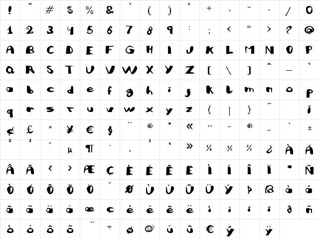 JuliFesta Bold  glyph index