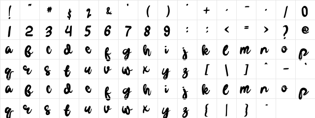 Gelowing Demo  glyph index