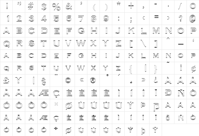 FZ ROMAN 13 HOLLOW Normal  glyph index