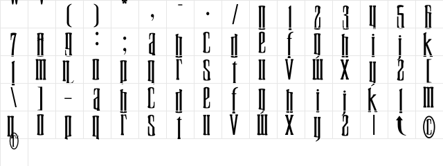 5AM Delithium Regular  glyph index