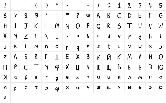 Goedemorgen, Luc[as] Regular  glyph index