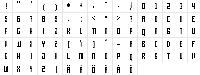 Bit4 Regular 7pts  glyph index