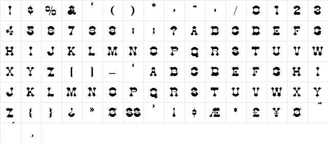Good Bad Ugly Regular  glyph index