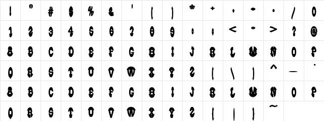 Excogitated14 Regular  glyph index