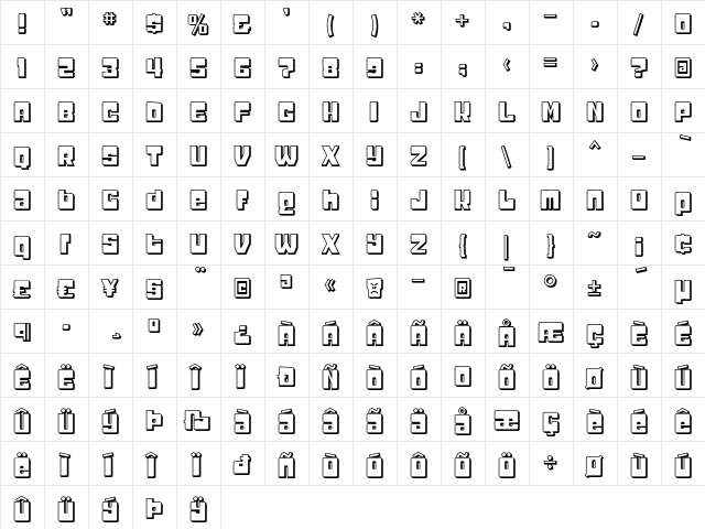 Headcold Shadow  glyph index