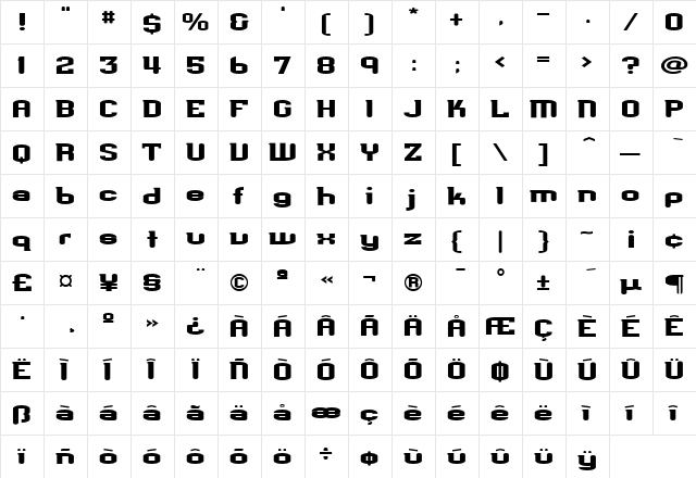 Werkman Regular  glyph index