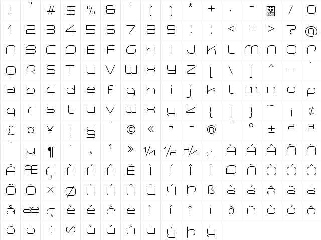 Planetium-X Light Demo Regular  glyph index