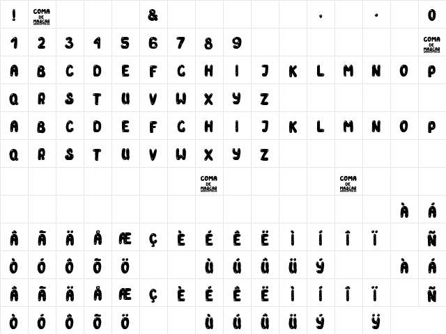 Goma de Mascar Regular  glyph index