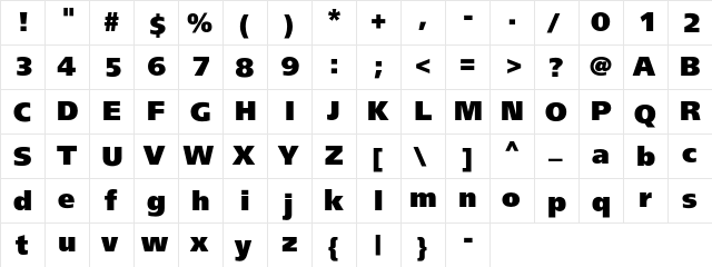 NoahBlack Regular  glyph index