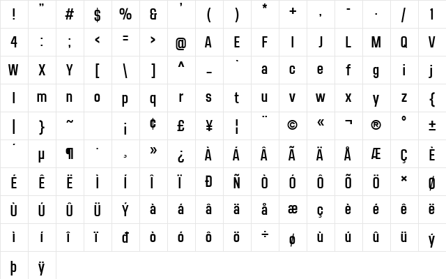 Matthan Sans Regular  glyph index