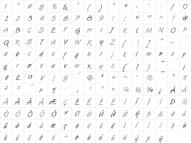 VanDijk18 Becker Regular  glyph index