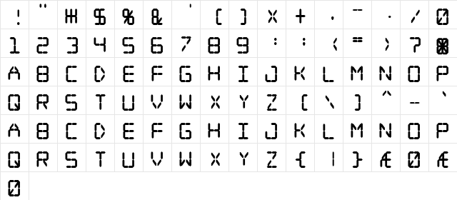 Digital dream Fat Regular  glyph index