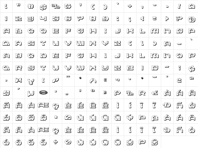 Pulsar Class 3D Regular  glyph index