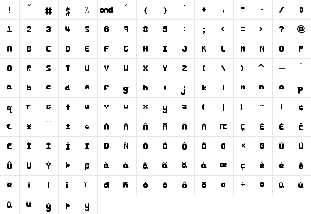 Delfonti Regular  glyph index
