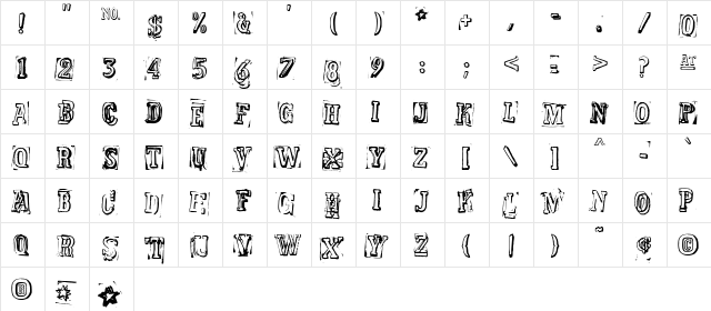 SuperiorSmudged Medium  glyph index