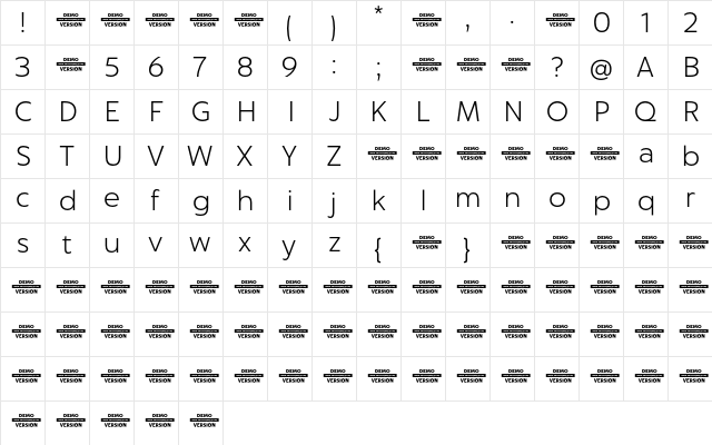 Captura Light Demo  glyph index