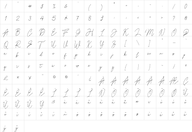 Reman Regular  glyph index