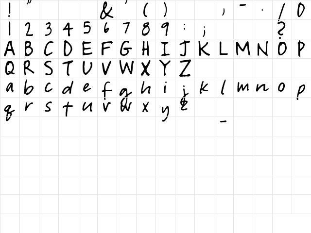 Courtney Dorkling Regular  glyph index