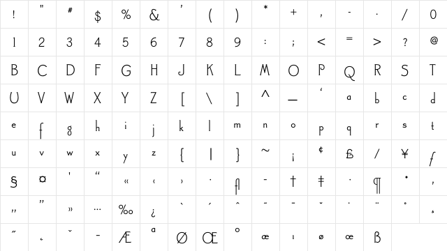 CanterburyOldStyleBold Regular  glyph index
