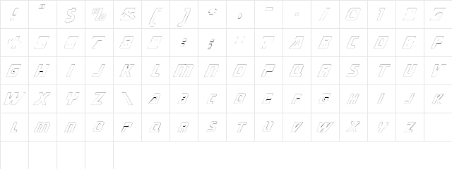SubmarineOutline Regular  glyph index