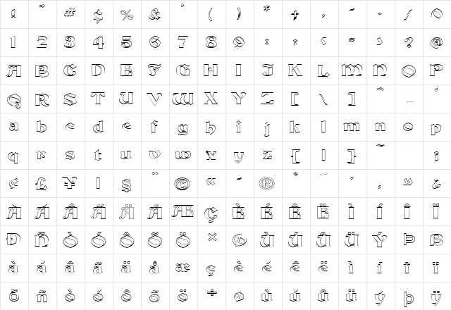 Brandywine-Hollow-Extended Normal  glyph index