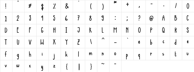 NEW STUDENT Regular  glyph index