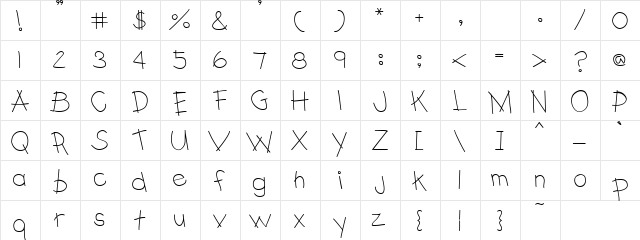 PC Plain Jane Regular  glyph index