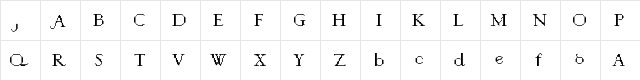 Giovanni Ostaus Regular  glyph index