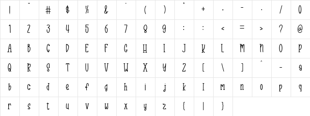 Sunday Special Regular  glyph index