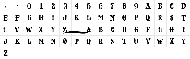 NOPIA DEMO Regular  glyph index