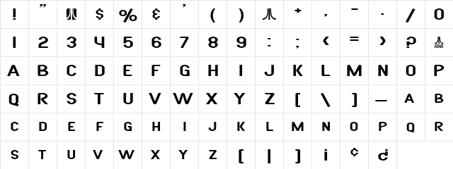 SF Atarian System Extended Regular  glyph index