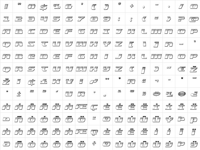 Quickening Platinum Italic Italic  glyph index