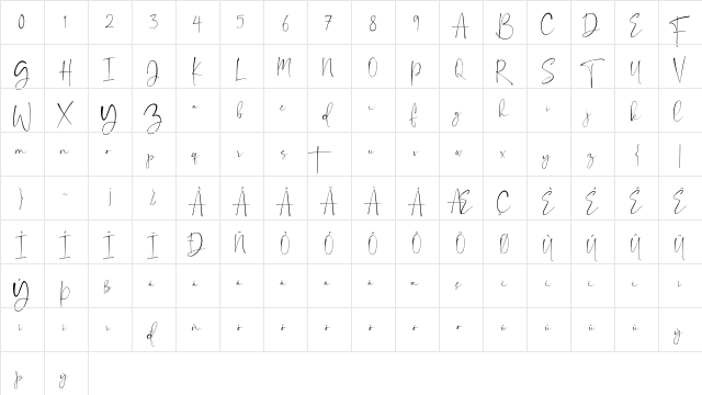 Undercut Regular  glyph index