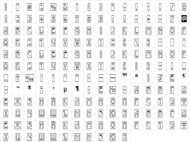 a_ModernoCmOtl Regular  glyph index