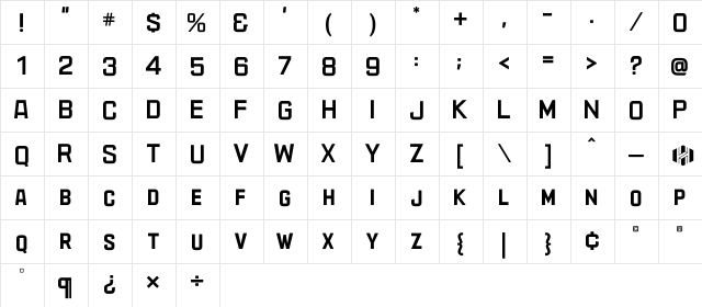 AzureoN Regular  glyph index