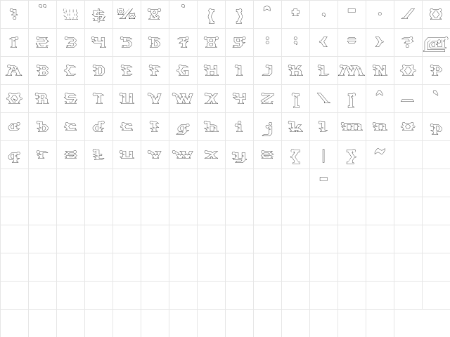 STARGAZER-Hollow Regular  glyph index