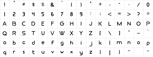 Cano Regular  glyph index